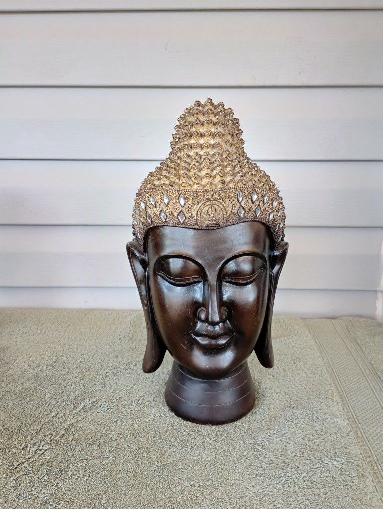 Vintage  Meditating Tibetan Buddha Head Statue Sculpture Figurine