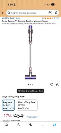 Dyson V10 Konical Cordless Stick Vacuum with Car Cleaning Kit