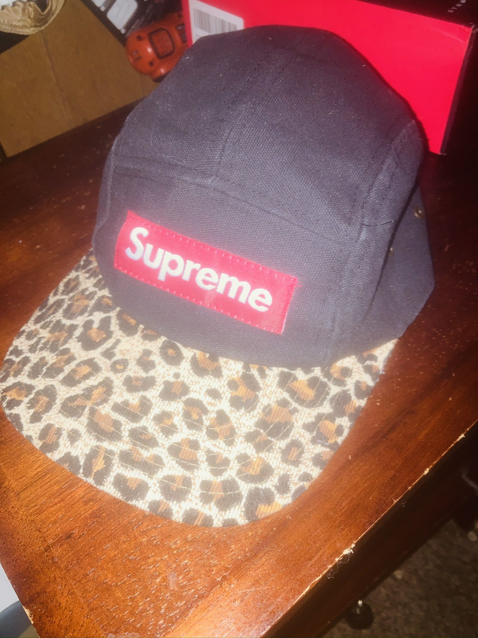 Supreme Leopard Print Camp Cap