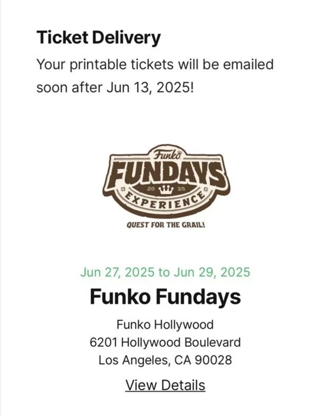 Funko Fundays Tickets x2 Sunday
