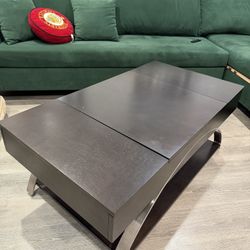 Lift-Top Coffee Table with Hidden Storage – Dark Wood