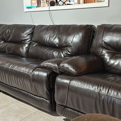 Brown Leather Couch Set 