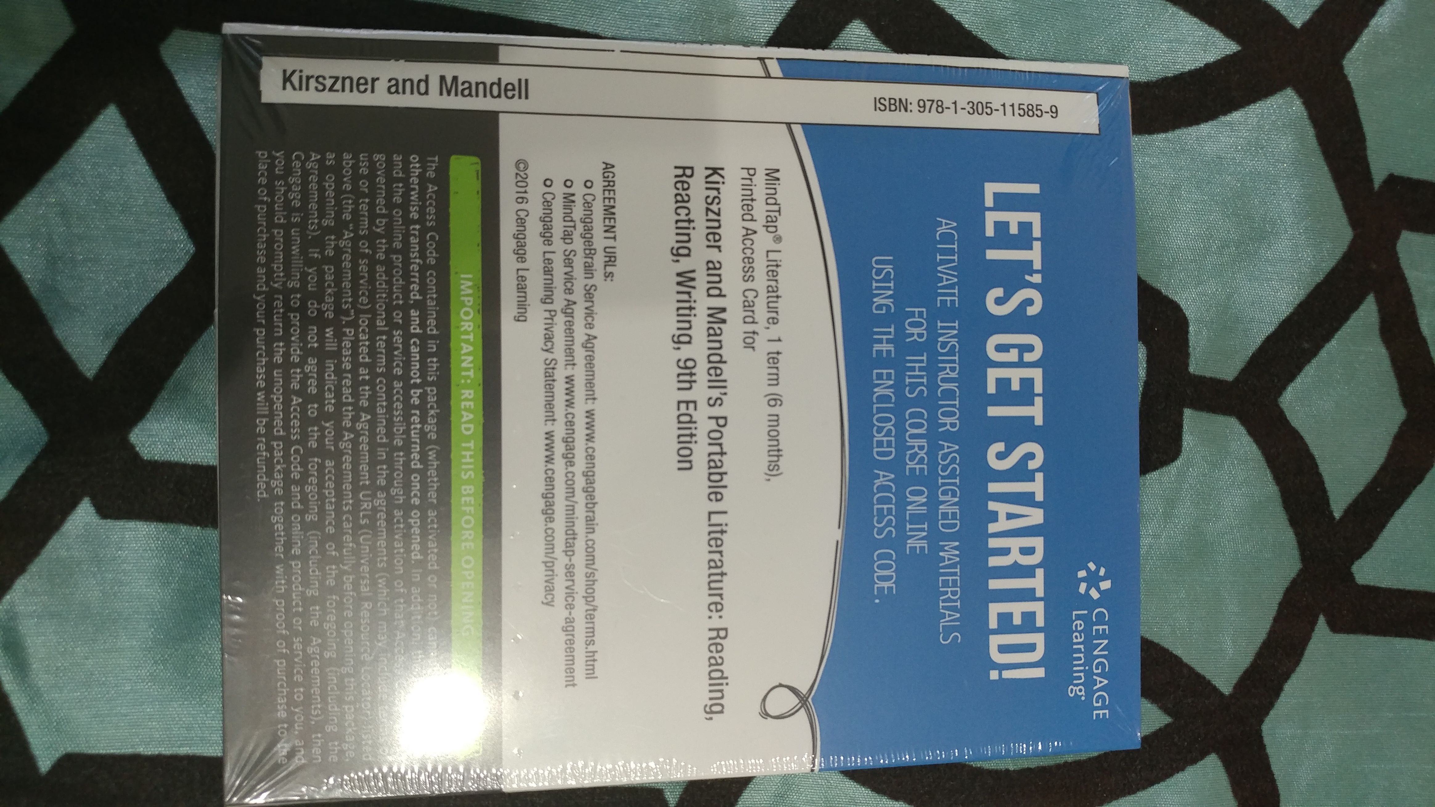 ENC 1102 Kirszner & Mandell's Portable Literature Access Code! HCC