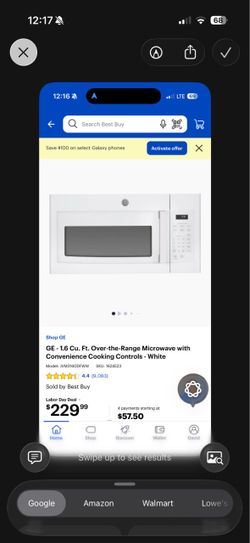 New GE microwave white