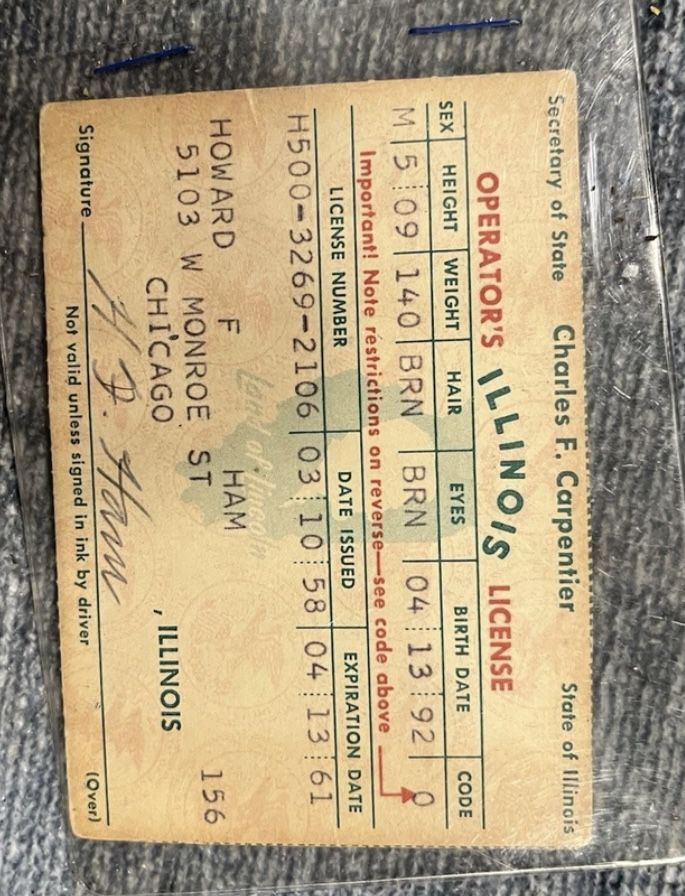 1958 Illinois Driver License