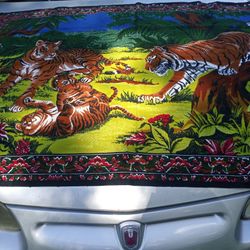 Large Wall Tapestry of Tigers,Been stored for over twenty yes