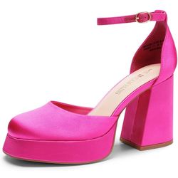 DREAM PAIRS Women's Chunky Platform High Heels Closed Toe Block Ankle Strap Dress Wedding Party Pumps Shoes