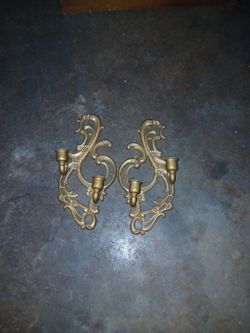 Pair of Brass Wall Candle Sconces