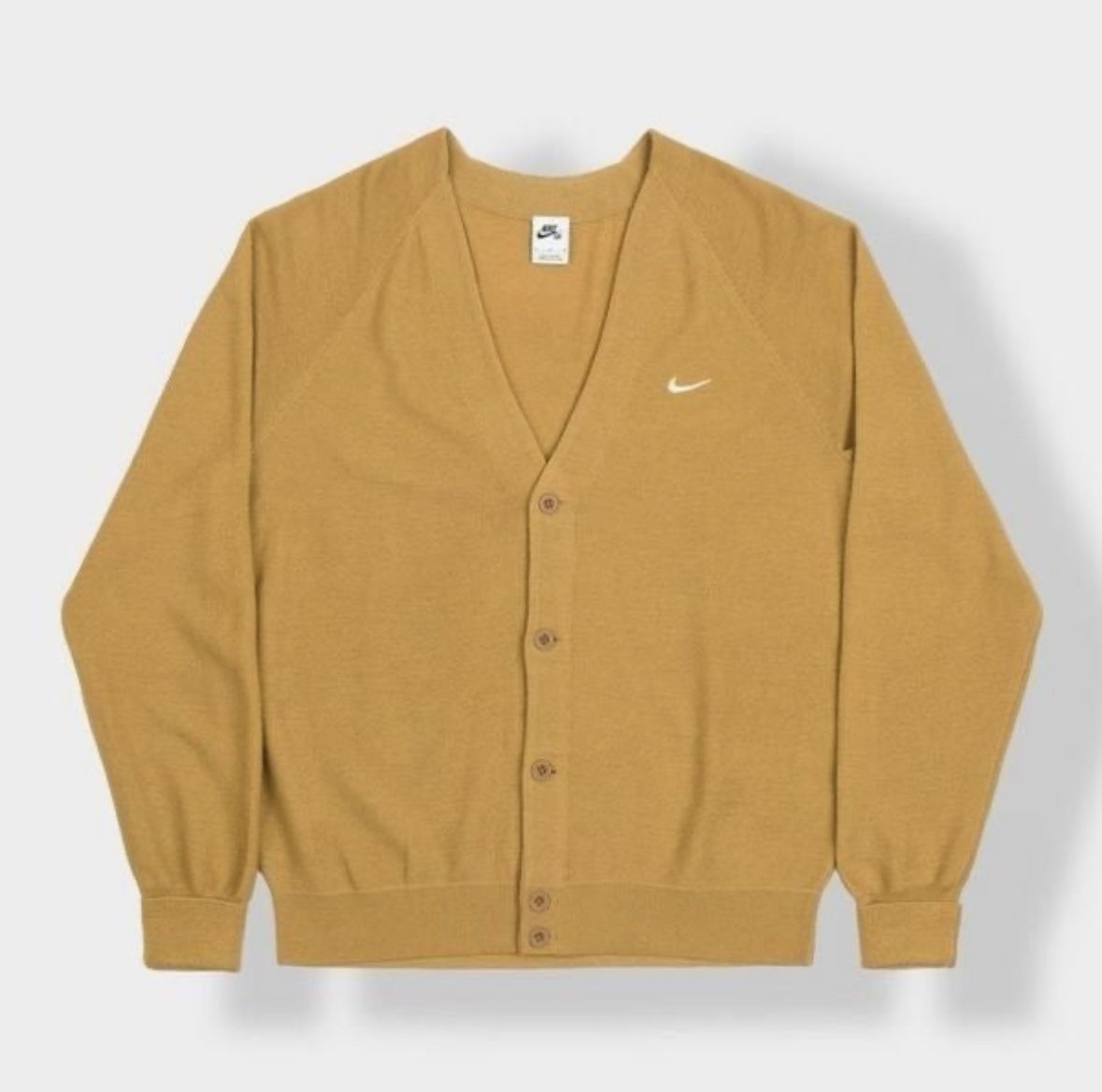 Men’s size Medium Nike SB cardigan sweater gold Brown wool blend skate vintage