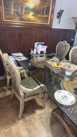 Glass Top Dining Table with Chairs