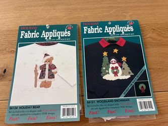 🎄- Holiday Fabric Appliques - Iron On Kits - LOT OF 2 - Christmas 1995