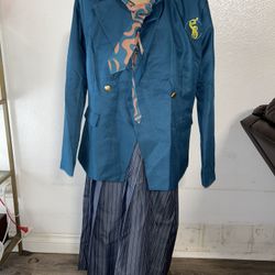 Movie Glynda Elphaba School Uniform Cosplay Costume Blue Coat Skirt Women’s XXL