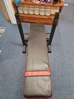 Weight Bench with Black and Red Padding