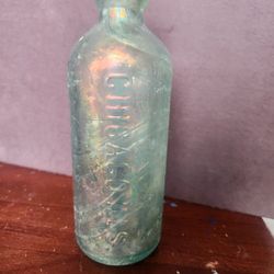Rare Vintage Iredescent Thomas Hennessy  Chicago  Glass Bottle 