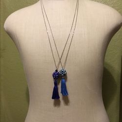 Beaded Ball Long Pendant 30” Necklace with Tassel Handmade