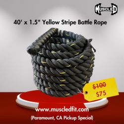 40’ x 1.5” Yellow Stripe Battle Rope
