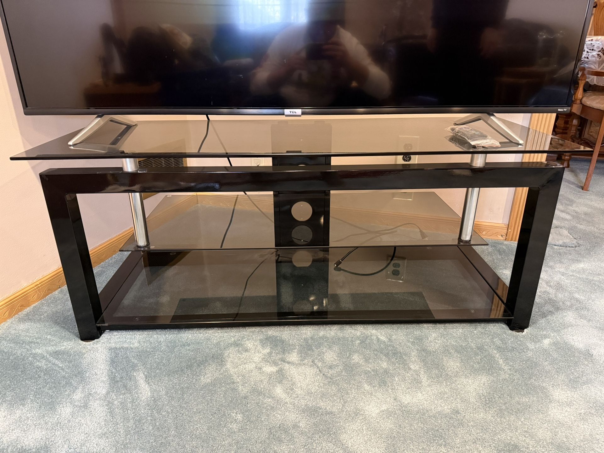 Brand New Tv Stand With Glass Shelving 