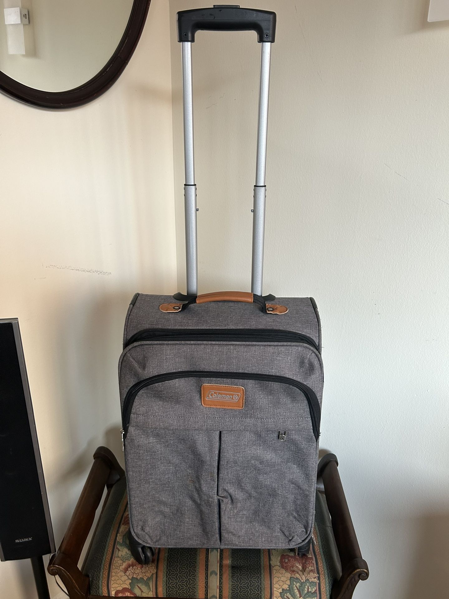 Coleman 20 Brockton Upright Spinner Luggage, Grey  In great condition   All proceeds go towards my cancer treatment and recovery. Thank you and god bl