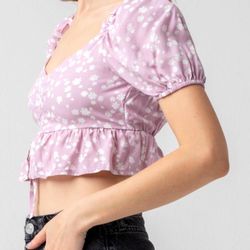 Tilly’s ELODIE  lavender/purple cinch crop-top