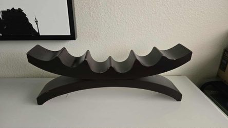 Modern Wavy Wood Wine Rack - Espresso Finish - 4 Bottle
