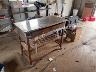 Kitchen Island - Steel and wood - very light use