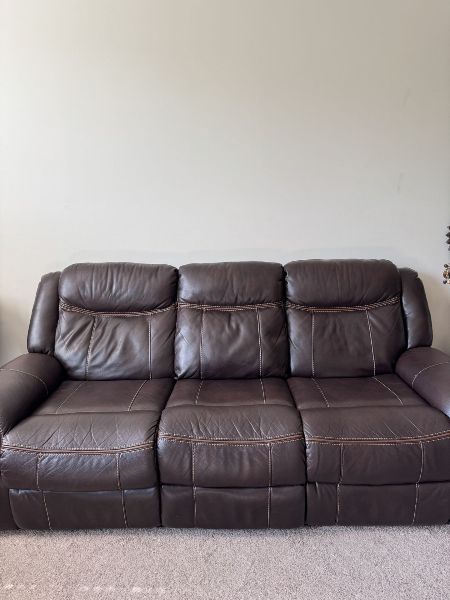 Brown Leather Reclining Sofa