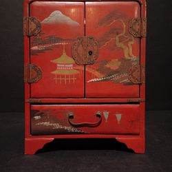 Vintage Painted Asian Style Jewelry Box