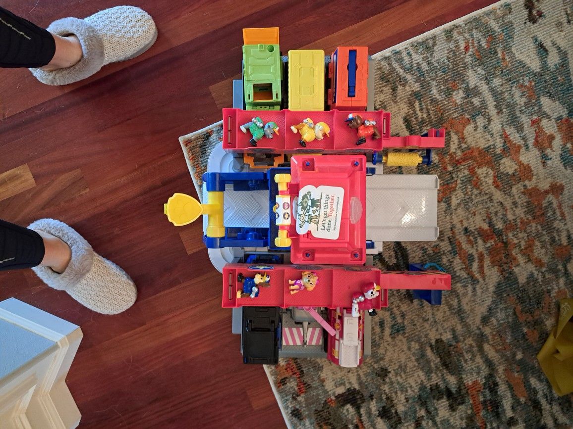 Paw Partol Tower, 6 Trucks, And Figures