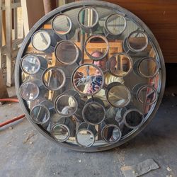 Handmade Industrial “Bee’s Eye” Metal Framed Mirror – One-of-a-Kind Wall Art