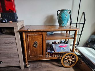 Gray Wood-Look Storage Cabinet with Doors  Bed