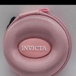 Invicta Pink Fabric Travel water resistance Pouch for 1 Watch Foam Interior Case