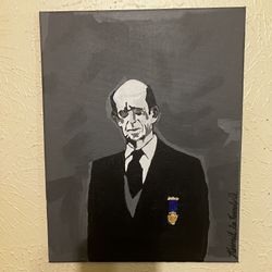 Original  Acrylic Painting Of HRH Queen Elizabeth Cousin By Kermit Lee Kennedy Jr