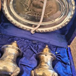 EPNS Silver Plate Shakers & Tray Set - Art Deco Velvet Box
Vintage