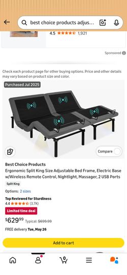 Brand new highly rated king size adjustable bed frame