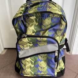 L.L. LL Bean Graphic Print Rolling Wheeled w/ Shoulder Straps Backpack School Bag Kids 