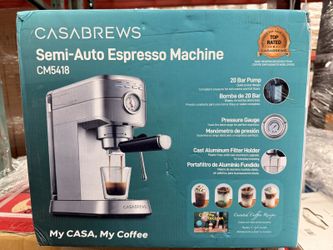 Casabrews Espresso Machine w/ Pressure Gauge, New, Damaged Box