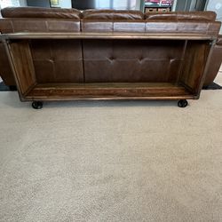 Unique Industrial Style Solid Wood and Metal Pipe Console Table