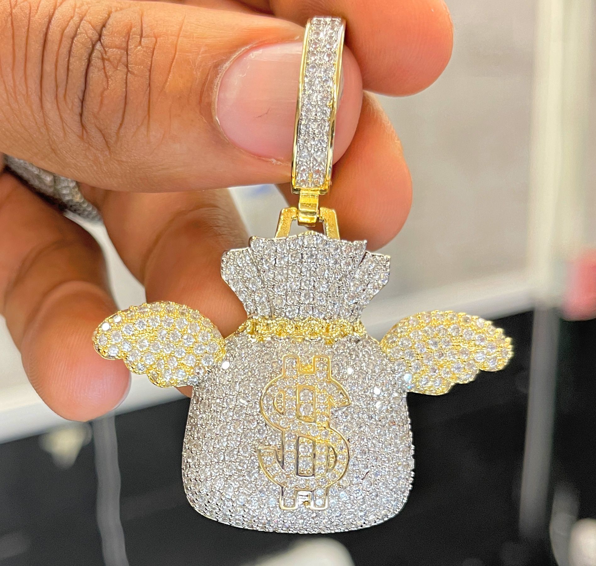 Money Bag With Wings Pendant 