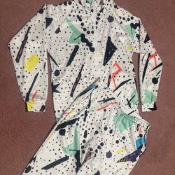 New Medium 80s Costume Outfit Track Suit Festival Rave Pants Shirt Jacket Neon 