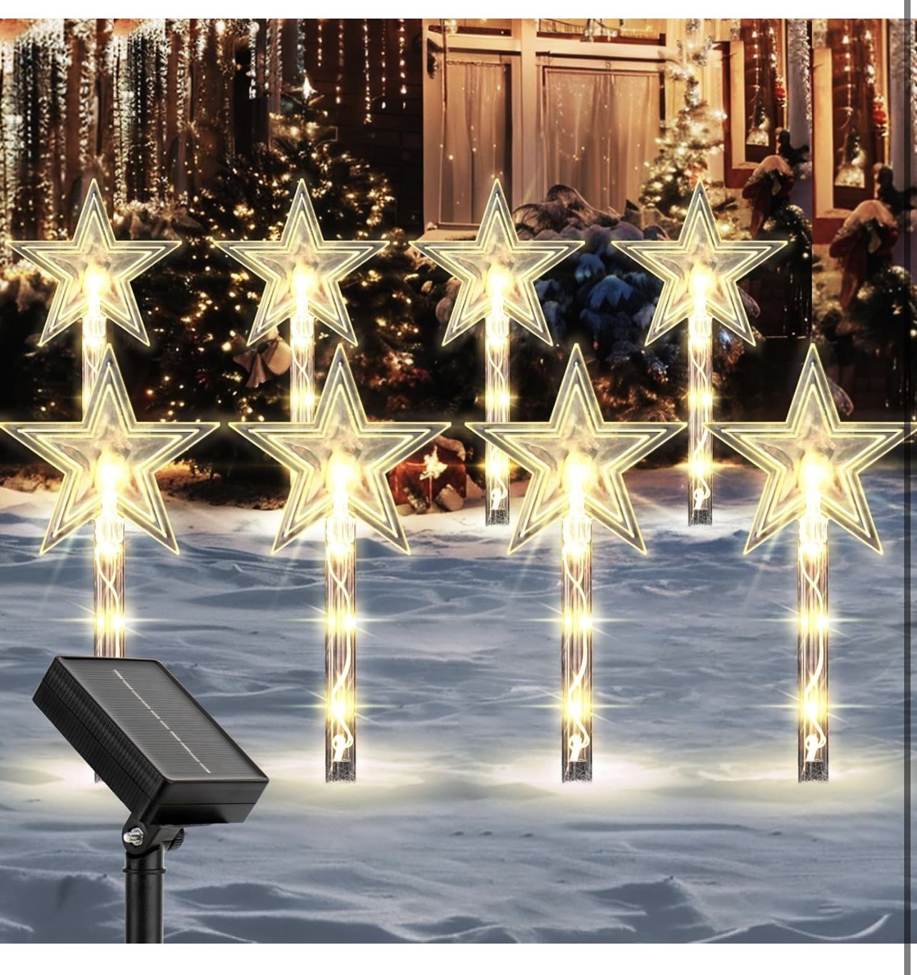 8 Pack Solar Christmas Stake Lights with 8 Modes,brand New