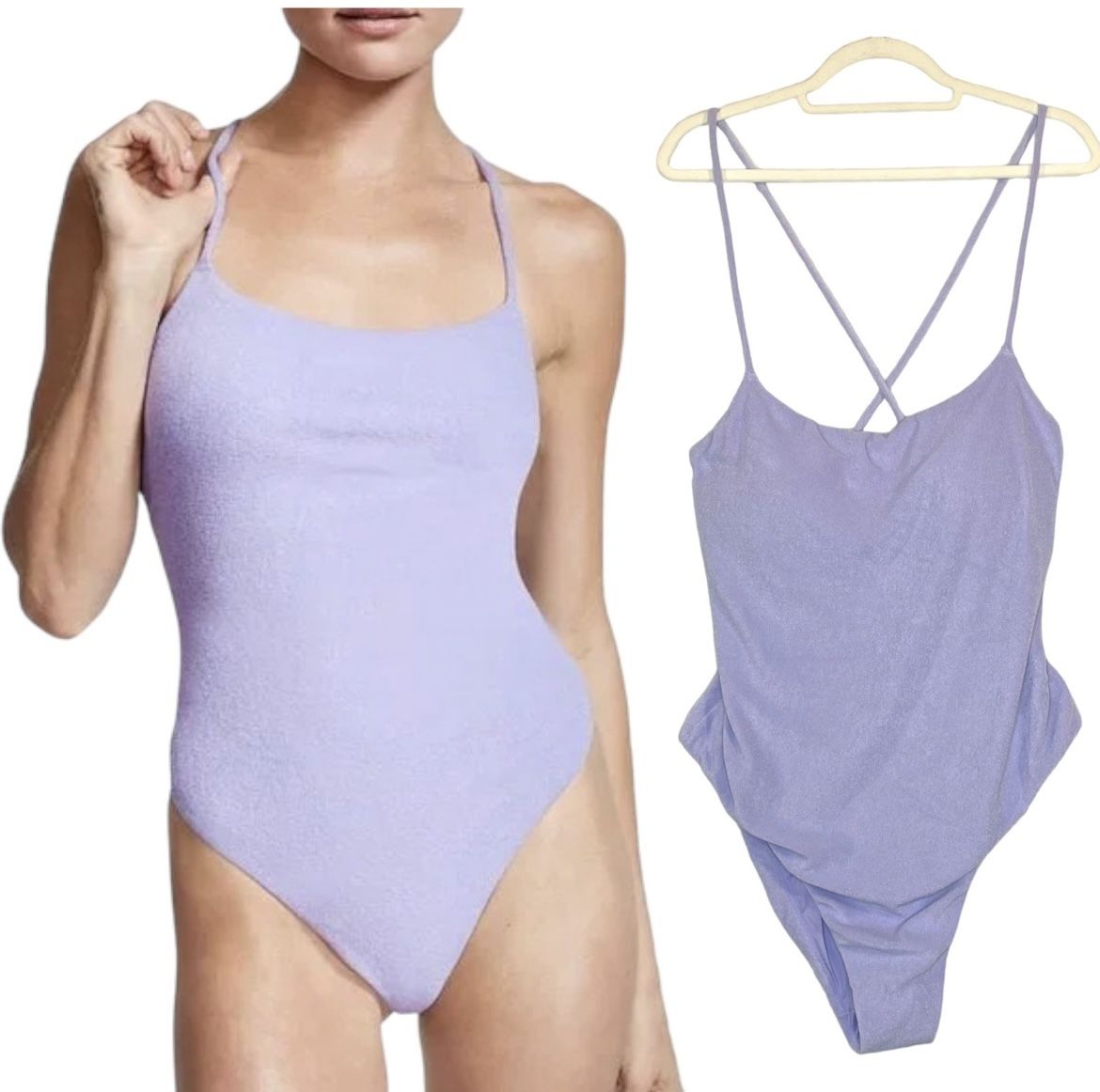 Victorias Secret Purple XL French Terry Cloth Padded One Piece Swimsuit Beach VS