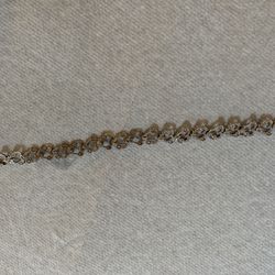 Vintage Silver Toned Heart 7 Inch Bracelet 