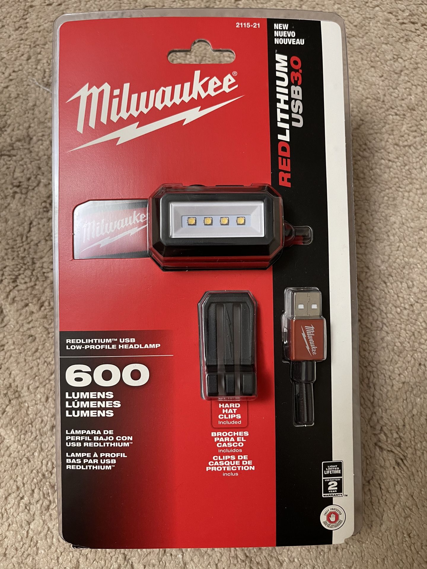 Milwaukee 600 Lumens LED REDLITHIUM USB Low-Profile Hard Hat Headlamp