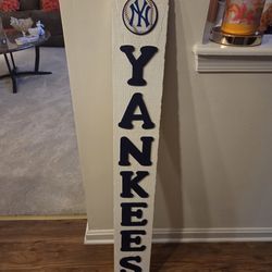 NY YANKEES RUSTIC WOODEN PORCH SIGN 43"HIGH