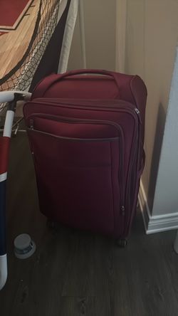 Burgundy Soft-Shell Rolling Luggage Suitcase