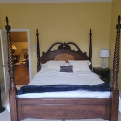 Dark Wood Colored King Size Bed Frame 