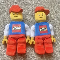 Vintage Official Lego Man Figure Plush Jointed Stuffed Toy 2010 red/blue
