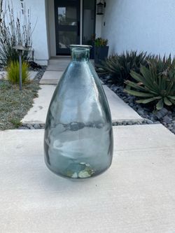 Oversized pale blue glass vase