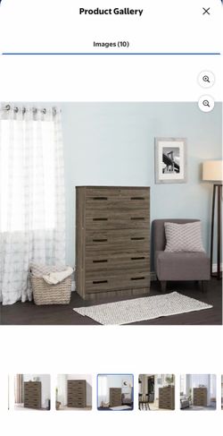 6-Drawer Tall Dresser in Gray Wood Finish (new in box)
