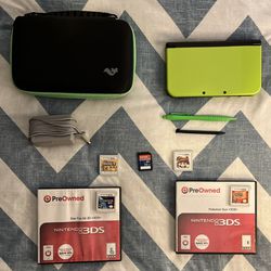New Nintendo 3DS - Green With Accessories And Games